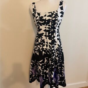Nine West spring wedding cotton Black White Floral Dress with corset boning 4